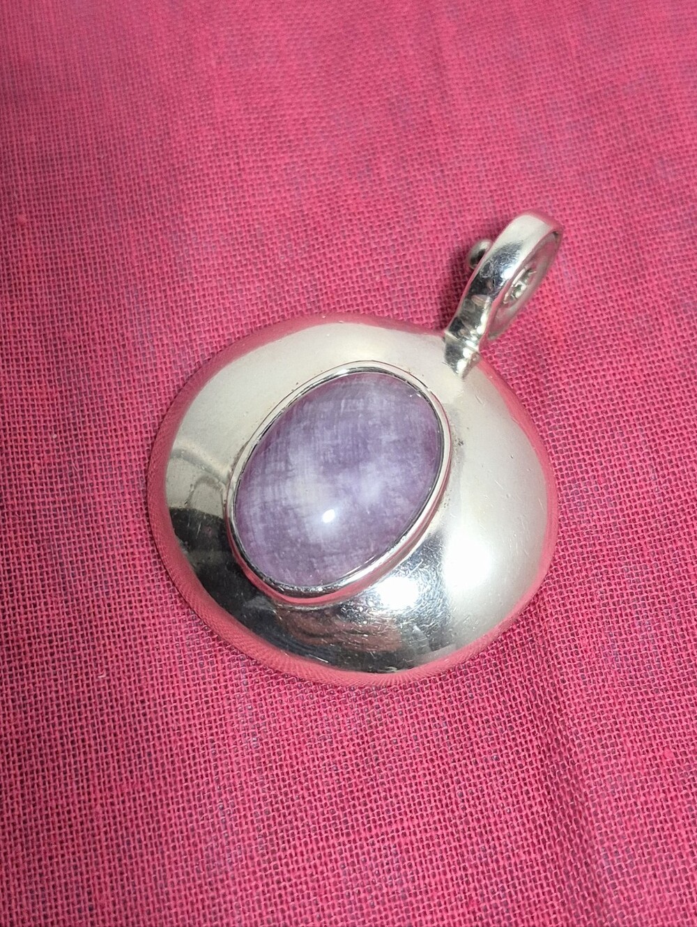 Joseph Esposito 925 Sterling Silver and Amethyst Modernist Espo Snap Pendant